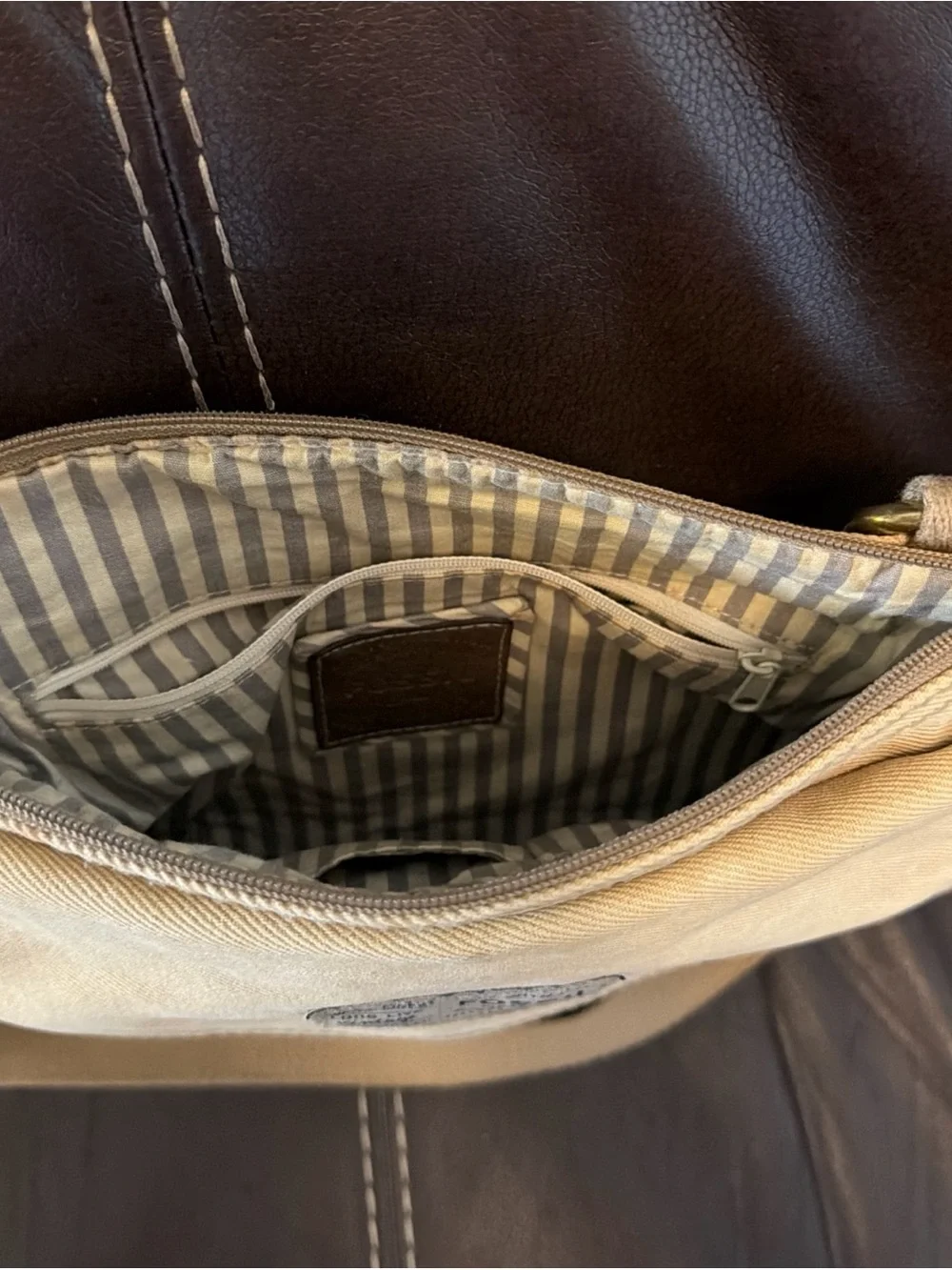 Fossil Men's Canvas Crossbody Messenger Bag in Tan Adjustable Strap